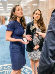 Dr. Alice Hoyt and Rep. Stephanie Hilferty discuss with the media why stock epinephrine legislation for early childhood centers is critical.